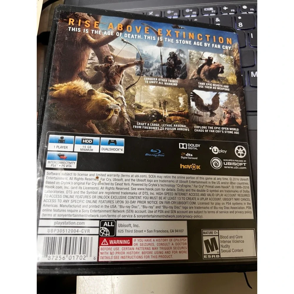 Far Cry Primal Sony PlayStation 4 PS4 Ubisoft Includes Bonus‎ Mammoth Missions
